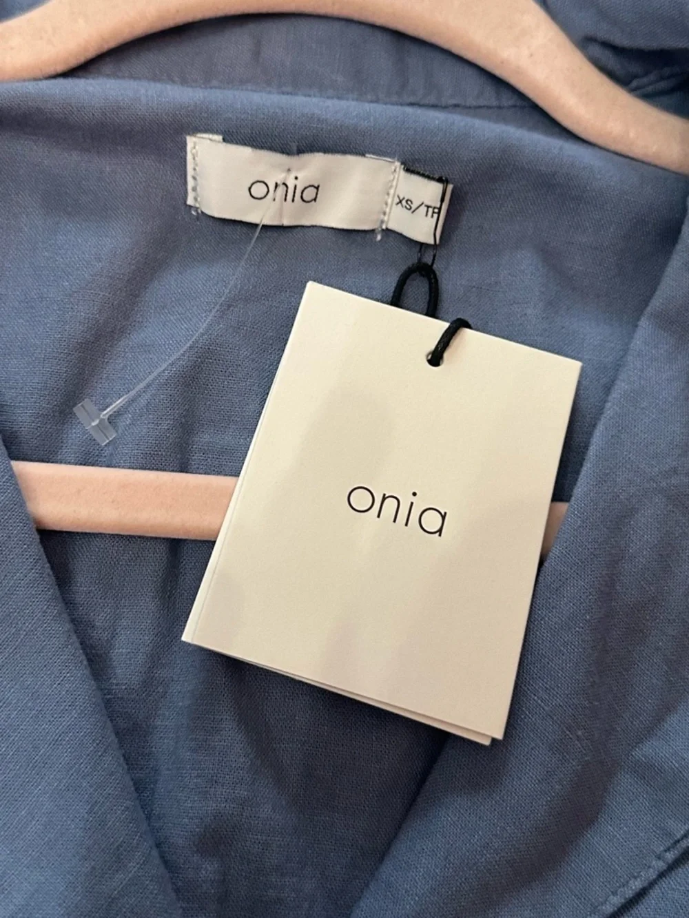New! Onia Denim Blue Camp Collar Linen Playsuit Romper XS NWT 38620